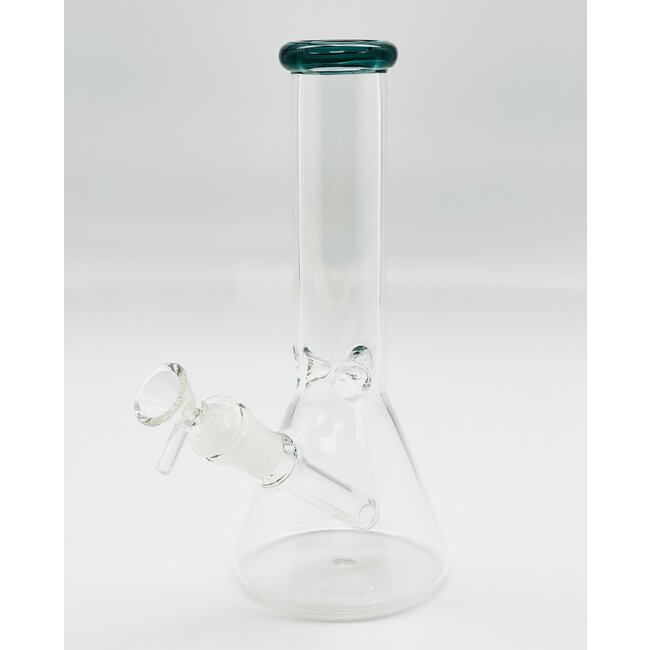 9'' CLEAR GLASS COLOR HEAD ONE TONE BEAKER BONG C6299