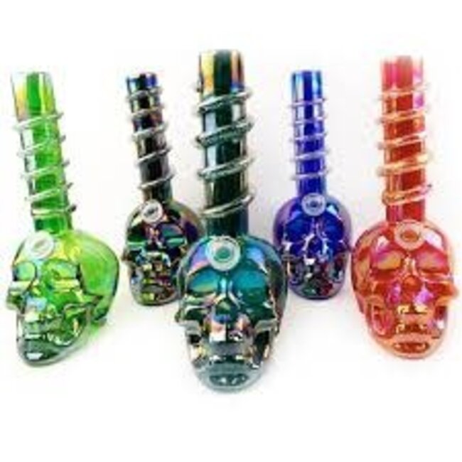 SOFT GLASS 14'' BIG SKULL BOTTOM WAVE GRIP  WATER BONG (MA1408)