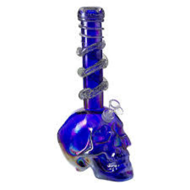 SOFT GLASS 14'' BIG SKULL BOTTOM WAVE GRIP  WATER BONG (MA1408)