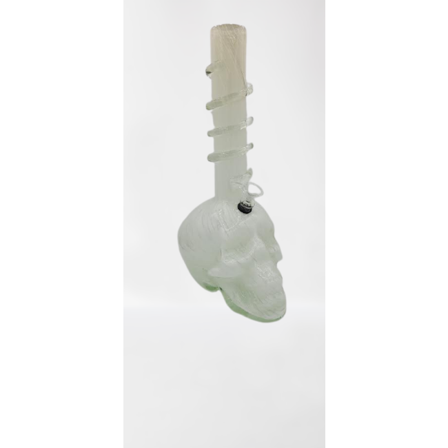 SOFT GLASS 14'' BIG SKULL BOTTOM WAVE GRIP  WATER BONG (MA1408)
