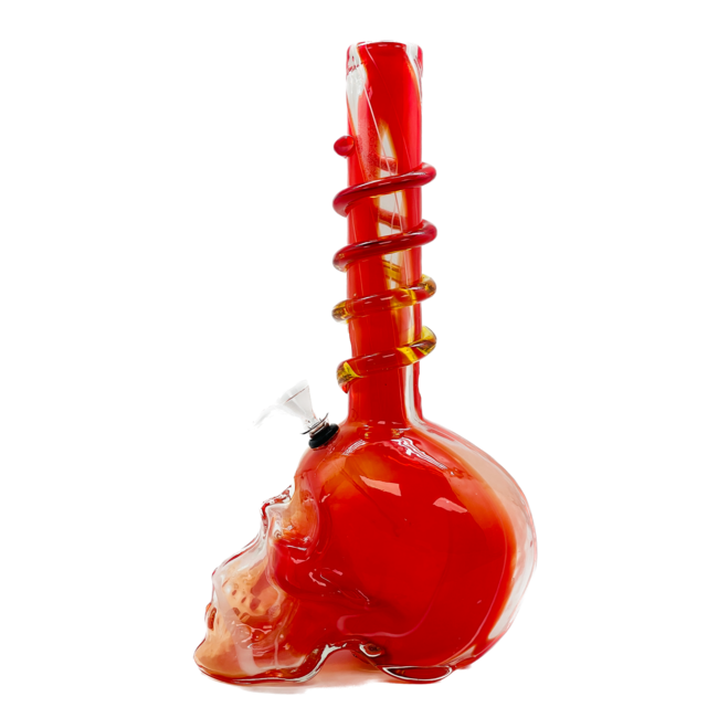 SOFT GLASS 14'' BIG SKULL BOTTOM WAVE GRIP  WATER BONG (MA1408)