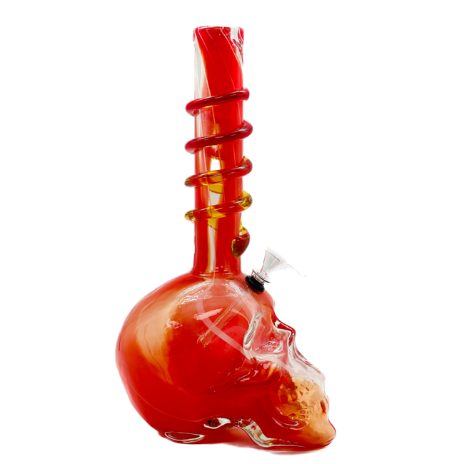 SOFT GLASS 14'' BIG SKULL BOTTOM WAVE GRIP  WATER BONG (MA1408)