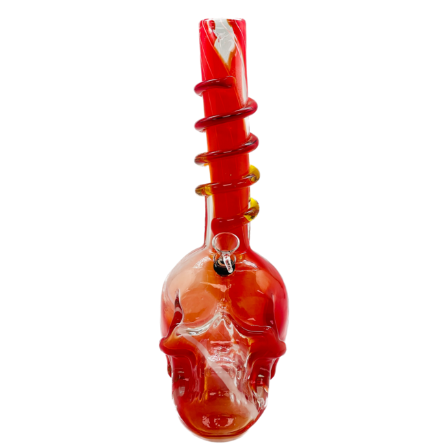 SOFT GLASS 14'' BIG SKULL BOTTOM WAVE GRIP  WATER BONG (MA1408)
