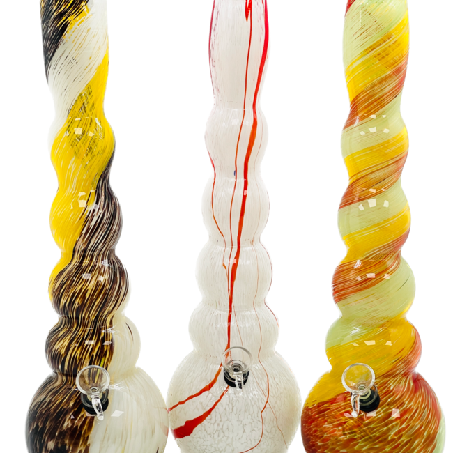 SOFT GLASS 15'' ROUND MULTI BULB NECK WATER BONG