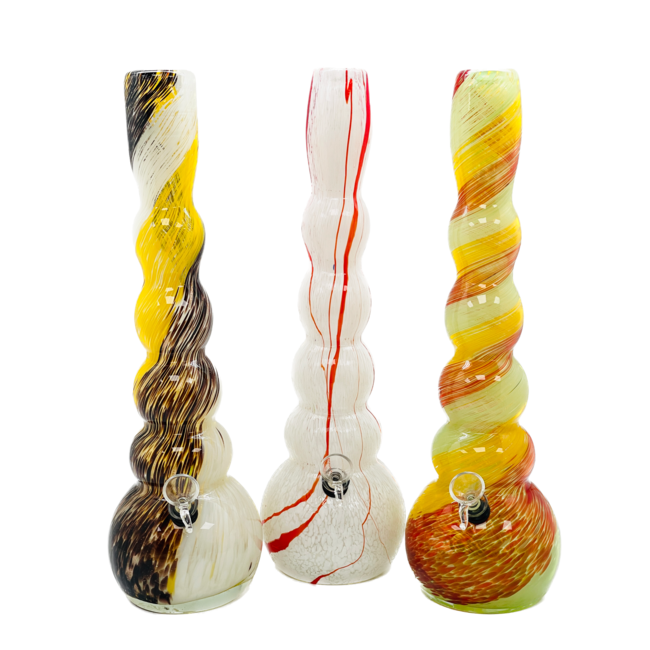 SOFT GLASS 15'' ROUND MULTI BULB NECK WATER BONG