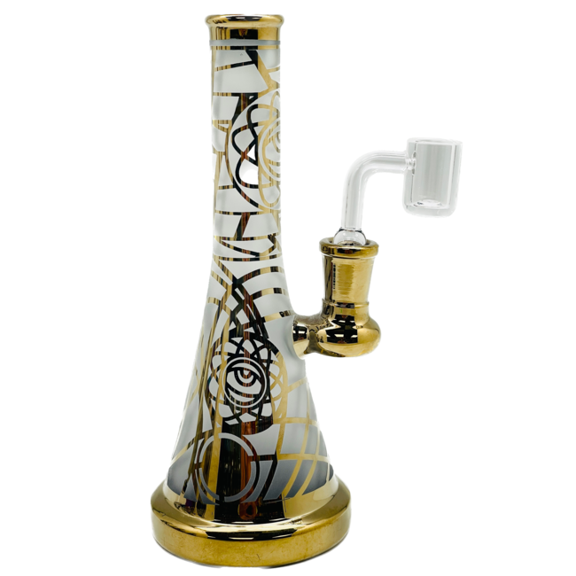 CRYSTAL GLASS 7.7"  IRIDESCENT METALLIC- PSYCHEDELIC EYE  C6247-2