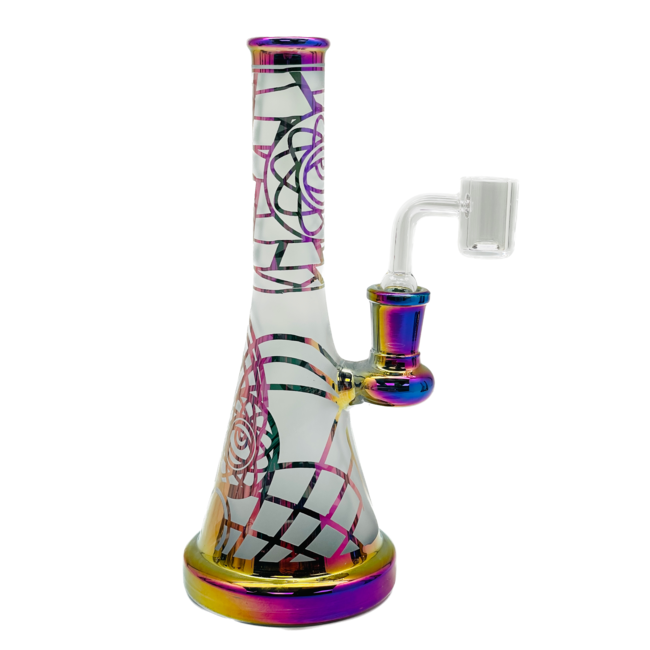 CRYSTAL GLASS 7.7"  IRIDESCENT METALLIC- PSYCHEDELIC EYE  C6247-2