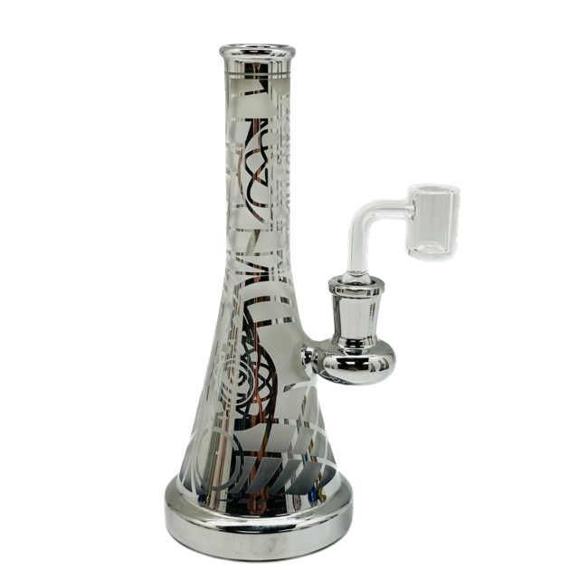 CRYSTAL GLASS 7.7"  IRIDESCENT METALLIC- PSYCHEDELIC EYE  C6247-2