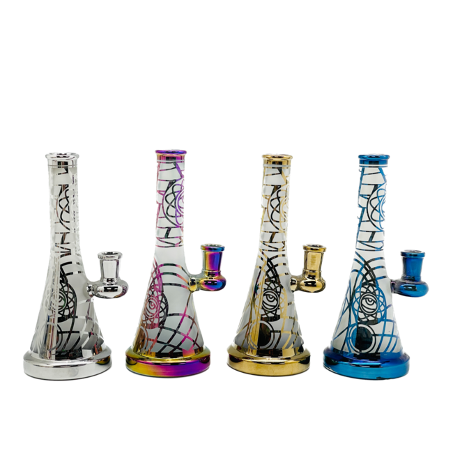 CRYSTAL GLASS 7.7"  IRIDESCENT METALLIC- PSYCHEDELIC EYE  C6247-2