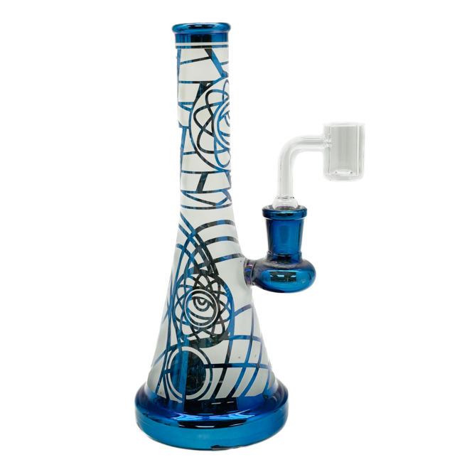 CRYSTAL GLASS 7.7"  IRIDESCENT METALLIC- PSYCHEDELIC EYE  C6247-2