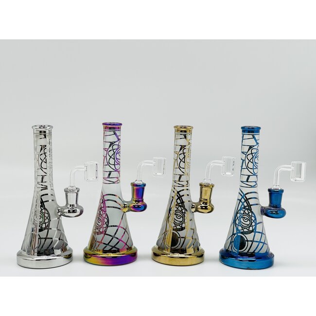 CRYSTAL GLASS 7.7"  IRIDESCENT METALLIC- PSYCHEDELIC EYE  C6247-2