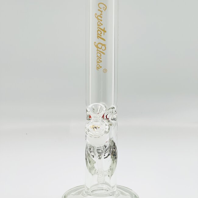 CRYSTAL GLASS 14'' STRAIGHT TUBE ICE CATCHER BONG 7MM C2163
