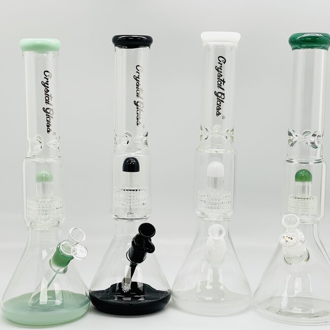 CRYSTAL GLASS 15''  BEAKER BASE ICE PINCH WITH MATRIX PERC  C4058