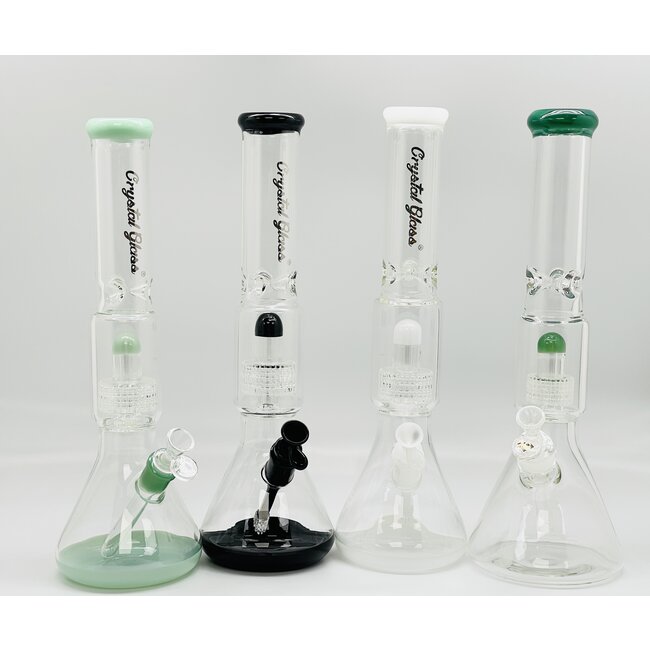 CRYSTAL GLASS 15''  BEAKER BASE ICE PINCH WITH MATRIX PERC  C4058