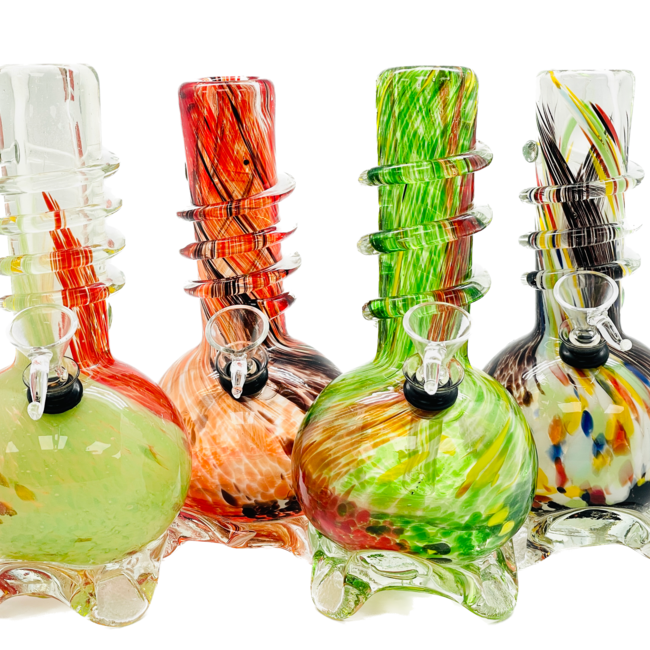 SOFT GLASS 7'' MINI ROUND WAVE BASE WITH RING GRIP WATER BONG