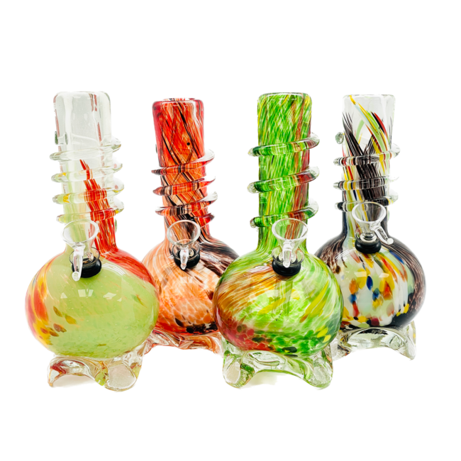 SOFT GLASS 7'' MINI ROUND WAVE BASE WITH RING GRIP WATER BONG