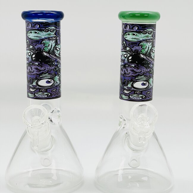 CRYSTAL GLASS BEAKER BONG  8''  R-1