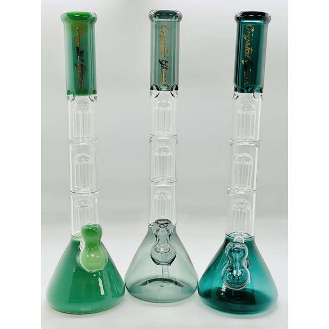 CRYSTAL GLASS 20'' TRIPLE 8 ARM TREE PERC WATER PIPE C3006