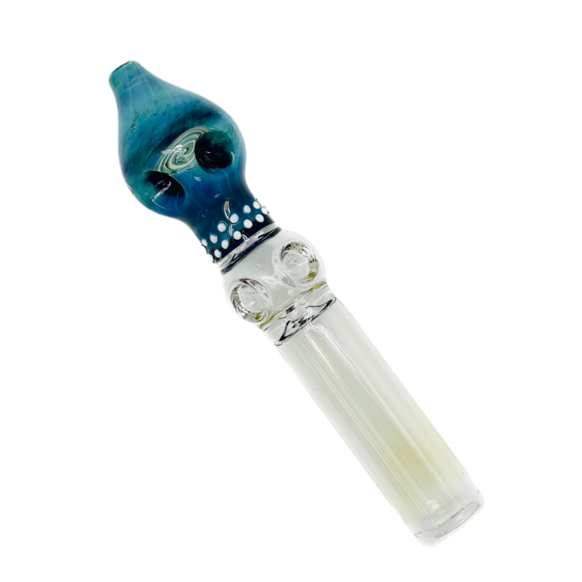 7'' TWO TONE  DUBBLE BOWL GLASS PIPE