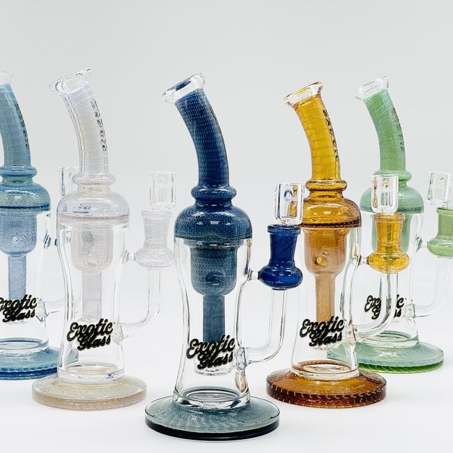 EXOTIC 9.5'' HEAVY FUMED BUBBLE RECYCLER SHOWER HEAD PERC DAB RIG C6338