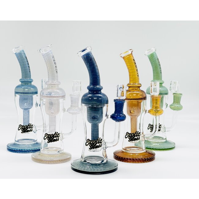 EXOTIC 9.5'' HEAVY FUMED BUBBLE RECYCLER SHOWER HEAD PERC DAB RIG C6338