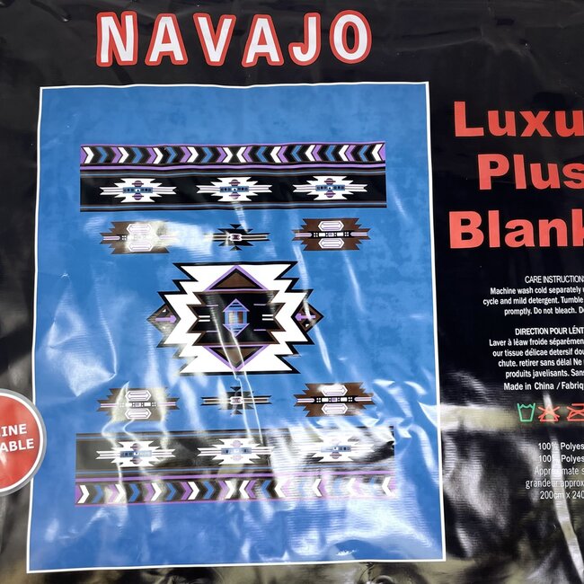 BLACK  NAVAJO LUXURY BLANKET QUEEN