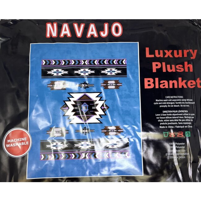 BLACK  NAVAJO LUXURY BLANKET QUEEN