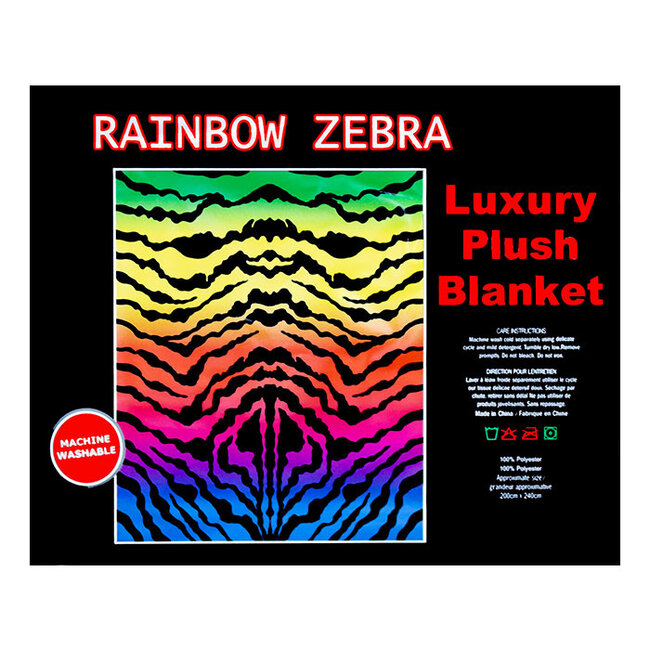RAINBOW ZEBRA LUXURY BLANKET QUEEN