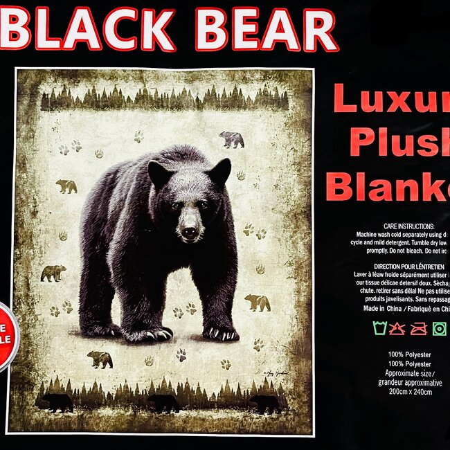 BLACK BEAR  LUXURY BLANKET QUEEN