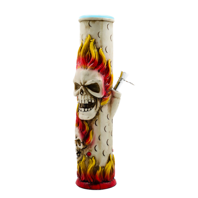 12'' FLAMING SKULL  RESIN BONG  OSH-175-05