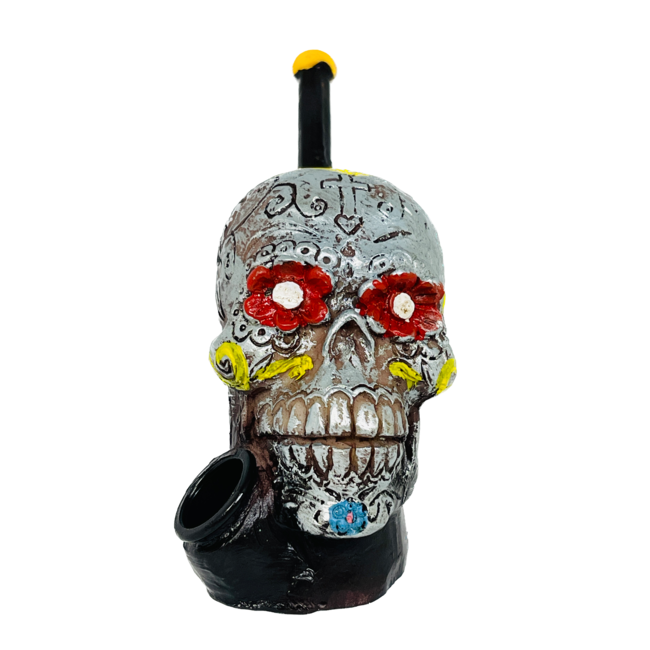 SILVER SUGER SKULL RESIN PIPE YD450-08-02