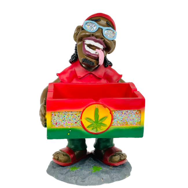 LARGE JAMAICAN MAN HOLDING OPEN STORAGE  RESIN ASHTRAY ASH-BIG-12