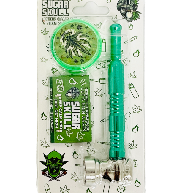 SUGER SKULL 3.5''  ALUMINUM PIPE WITH GRINDER YD351-SS-TY