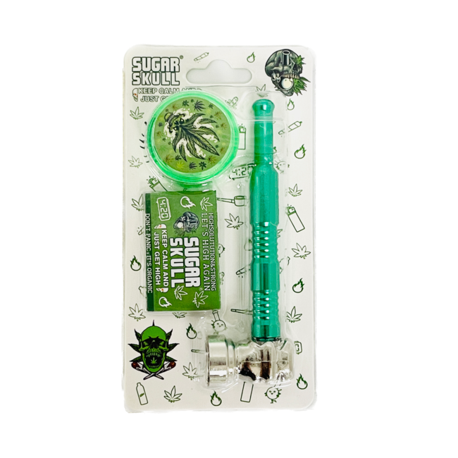 SUGER SKULL 3.5''  ALUMINUM PIPE WITH GRINDER YD351-SS-TY