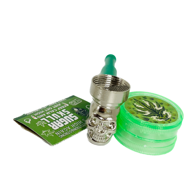 SUGER SKULL 3.5''  ALUMINUM PIPE WITH GRINDER YD351-SS-TY