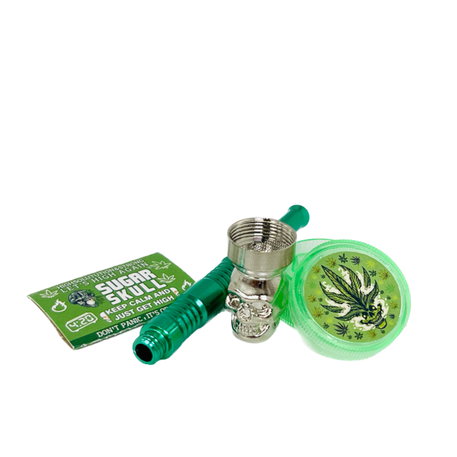 SUGER SKULL 3.5''  ALUMINUM PIPE WITH GRINDER YD351-SS-TY