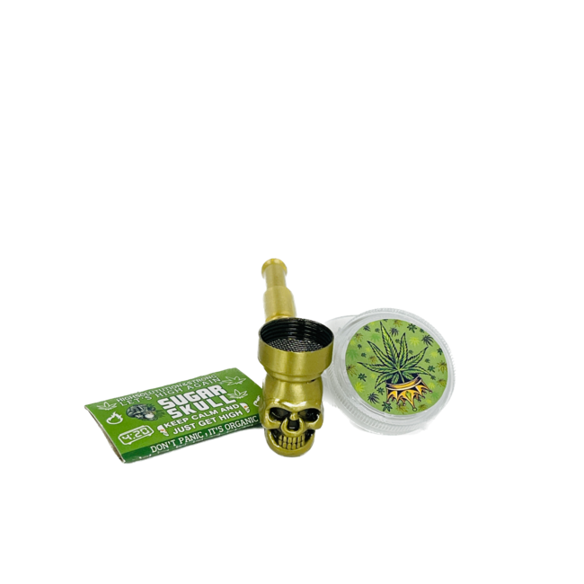 SUGER SKULL 3.5''  ALUMINUM PIPE WITH GRINDER YD351-SS-TY