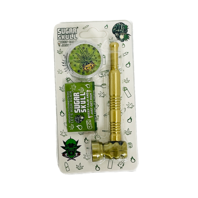 SUGER SKULL 3.5''  ALUMINUM PIPE WITH GRINDER YD351-SS-TY