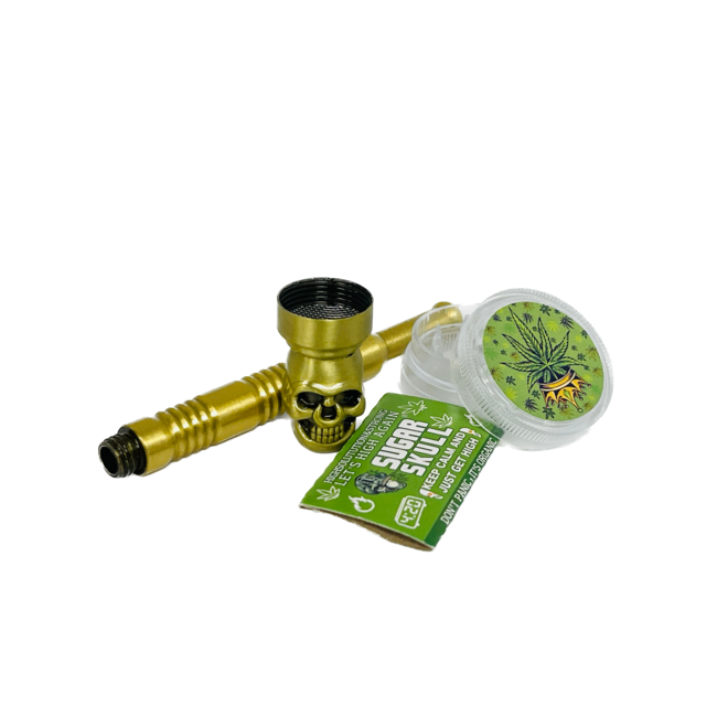 SUGER SKULL 3.5''  ALUMINUM PIPE WITH GRINDER YD351-SS-TY