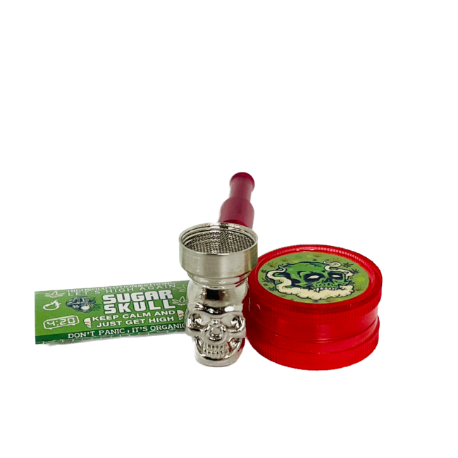 SUGER SKULL 3.5''  ALUMINUM PIPE WITH GRINDER YD351-SS-TY