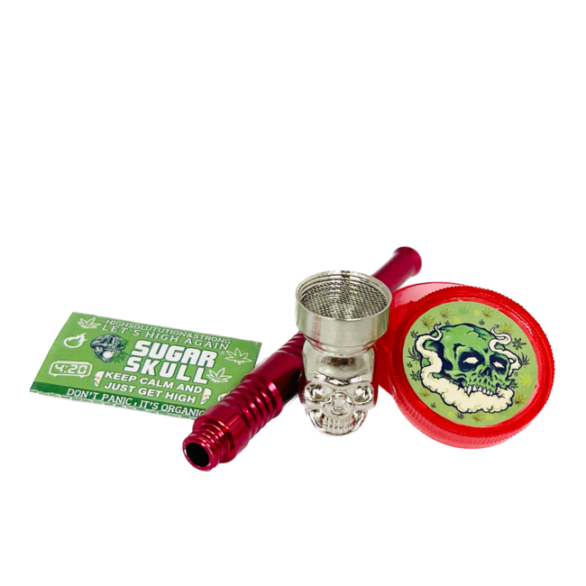 SUGER SKULL 3.5''  ALUMINUM PIPE WITH GRINDER YD351-SS-TY