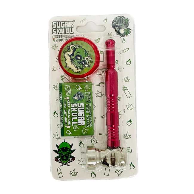 SUGER SKULL 3.5''  ALUMINUM PIPE WITH GRINDER YD351-SS-TY