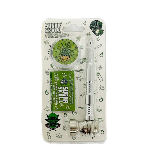 SUGER SKULL 3.5''  ALUMINUM PIPE WITH GRINDER YD351-SS-TY