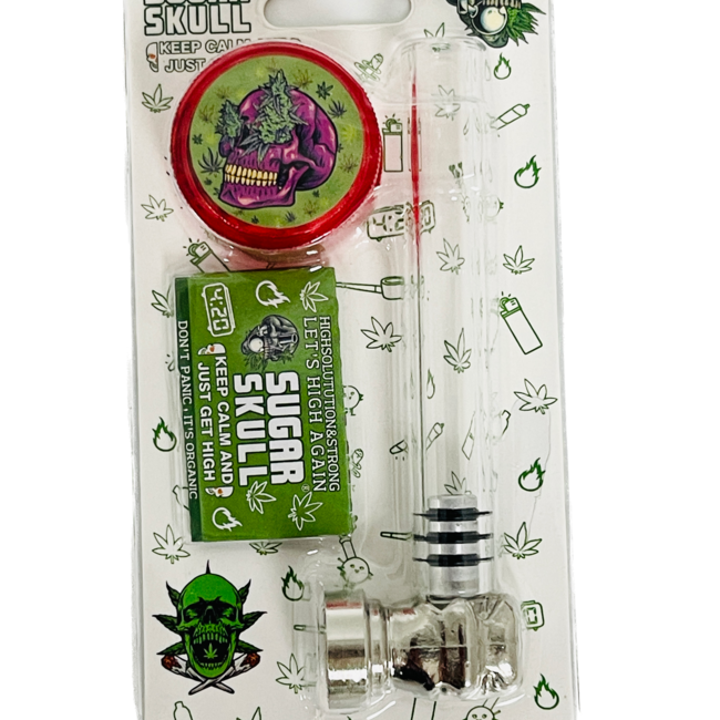 SUGER SKULL 3.5'' CLEAR  ALUMINUM PIPE WITH GRINDER YD351-SS-TY