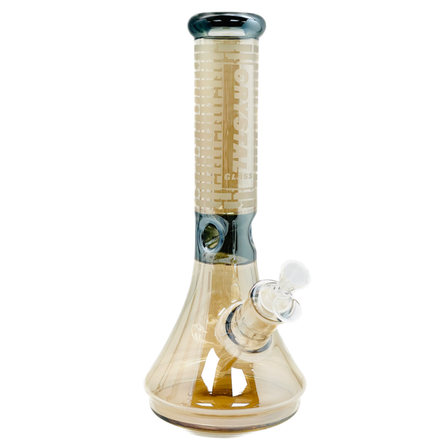 CRYSTAL GLASS 13'' TWO TONE IRIDESCENT BEAKER BONG C1522
