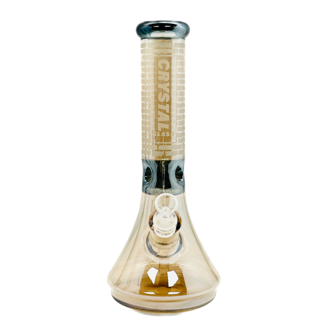 CRYSTAL GLASS 13'' TWO TONE IRIDESCENT BEAKER BONG C1522