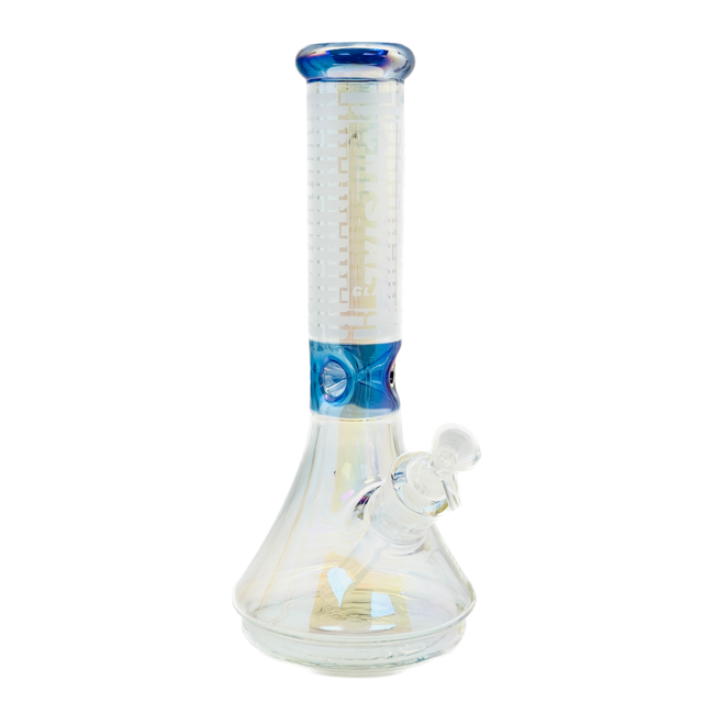 CRYSTAL GLASS 13'' TWO TONE IRIDESCENT BEAKER BONG C1522