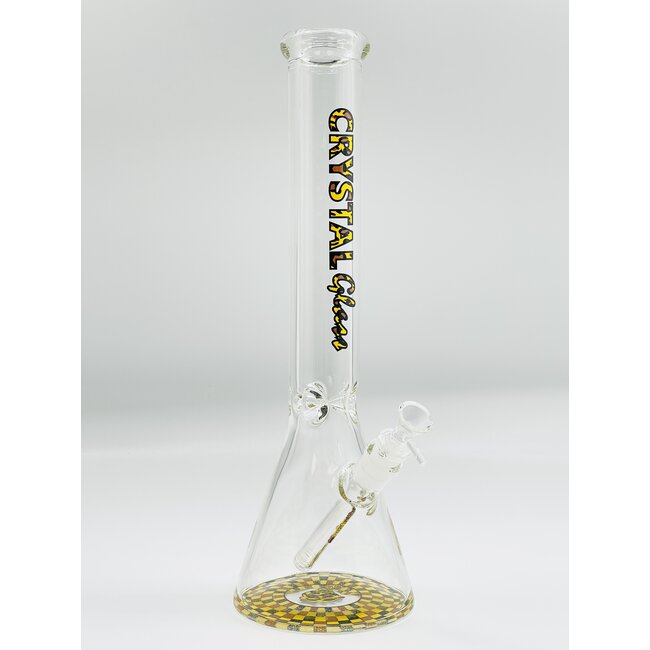 CRYSTAL GLASS 16'' MATCHING DOWNSTEM BEAKER BONG C4102