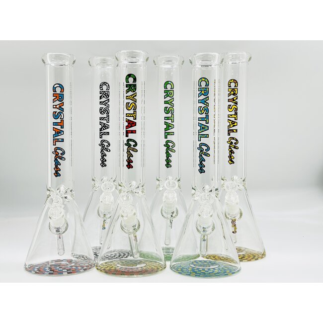 CRYSTAL GLASS 16'' MATCHING DOWNSTEM BEAKER BONG C4102