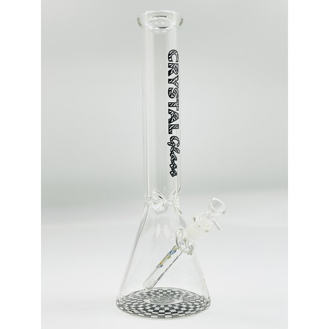 CRYSTAL GLASS 16'' MATCHING DOWNSTEM BEAKER BONG C4102